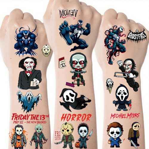 Halloween Temporary Tattoos,10 Sheets Halloween Tattoo Stickers,5 Different Halloween Themes for Boys and Girls, Halloween Gifts Party Supplies Favors Holiday Decorations