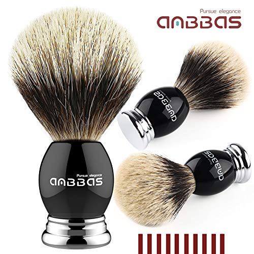 Anbbas Silvertip Badger Shaving Brush,Black Resin & Alloy Handle for Men Wet Shave,Pure Badger Hair,No Hair Shedding,No Terrible Smell