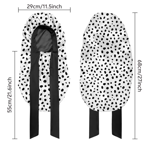 Deokke Satin Long Hair Braid Bonnet for Sleeping – Double Layer Tie Band Nightcap Women Girls
