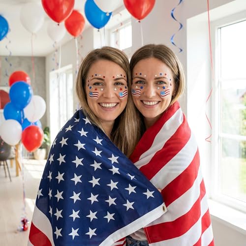 Patriotic Face Gem Stickers 8 Sheets 4th of July