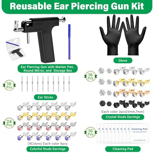 Professional Ear Piercing Gun Kit with Crystal Stud Earrings