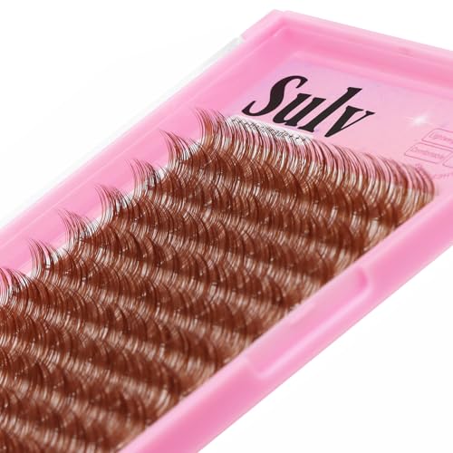Light Brown False Eyelash Clusters 144Pcs D Curl 8-20mm