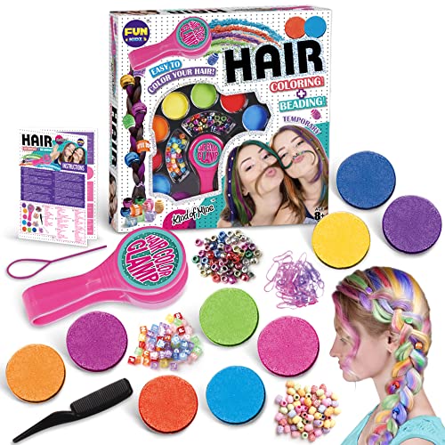 Hair Chalk Kit for Girls with Braiding Beads & Color Clamp