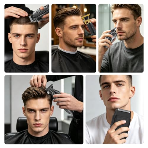 Professional Cordless Hair Clippers & Trimmer Kit for Men, Beard & Nose Grooming