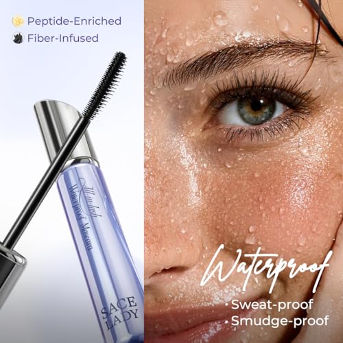 SACE LADY Waterproof Mascara, All-in-Lash Mascara Volume and Length Eyelashes, Smudge-proof and Sweat-proof, Long Lasting Curl, Natrual Black Eye Makeup Gift for Women