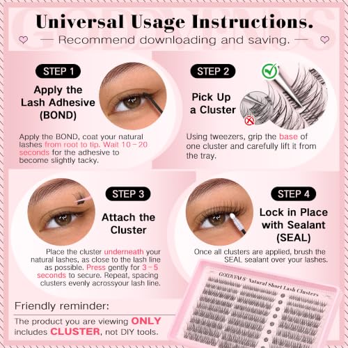 Goddvenus ZC-Short Natural Lash Clusters 8-14mm Wispy Fake Eyelashes for DIY Extensions