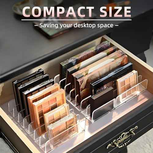 2 Pack Acrylic Makeup Eyeshadow Palette Organizer, 7-Slot Display Case, Set of 2, Cosmetic Display Storage Holder fit Eyeshadow Palette, CD, Phone Case, Facial Mask, Clear Cosmetic Organizer