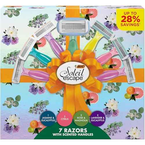 BIC Soleil Escape Women's Disposable Razors Variety Holiday Gift Set, Scented Razor Handles, 7 Razors, Self Care Gifts for Women