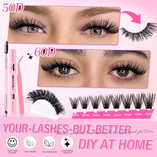 CMAYOME Lash Clusters Kit 9-16mm Natural Wispy Lashes 640Pcs
