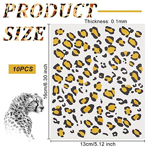 OLYCRAFT 10 Sheets Temporary Cheetah Leopard Print Tattoo Stickers 5x6 Inch Face Stickers Removable for Women Art Party Decor Halloween Costume Black & Gold