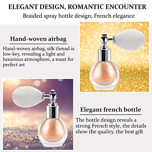 MAEPEOR Body Glitter Spray 4 Colors Shimmer Sparkle Highlighter Powder Glitter High Gloss Powder Spray for Face Body Hair Cosmetic (T02 Champagne)