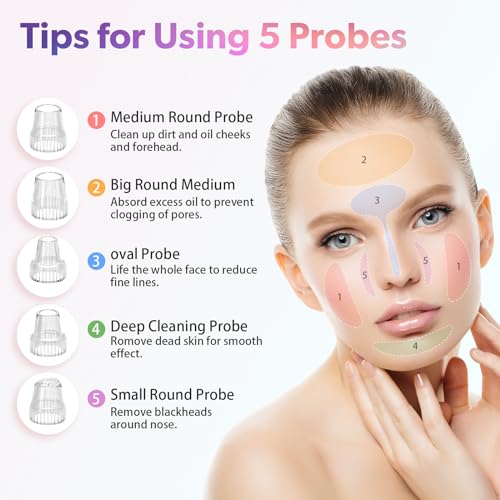 Pore Vacuum Blackhead Remover with 5 Suction Levels & Probes
