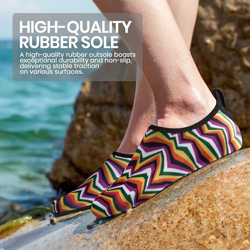 SEEKWAY Water Shoes Women Men Adult Quick-Dry Aqua Socks Barefoot Non Slip for Beach Swim River Pool Lake surf Black Size SK002