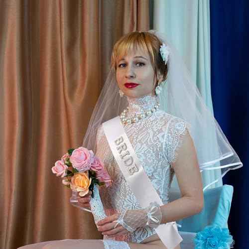 Bride Sash with Pearls and Rhinestones, Bride to Be Sash Gift, Bachelorette Party Sash Accessories, Bachelorette Party Decorations, Bridal Shower Gift Wedding Decorations