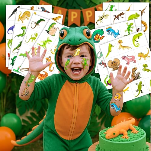 Lizard Temporary Tattoos for Kids, 96 Pcs Party Favors