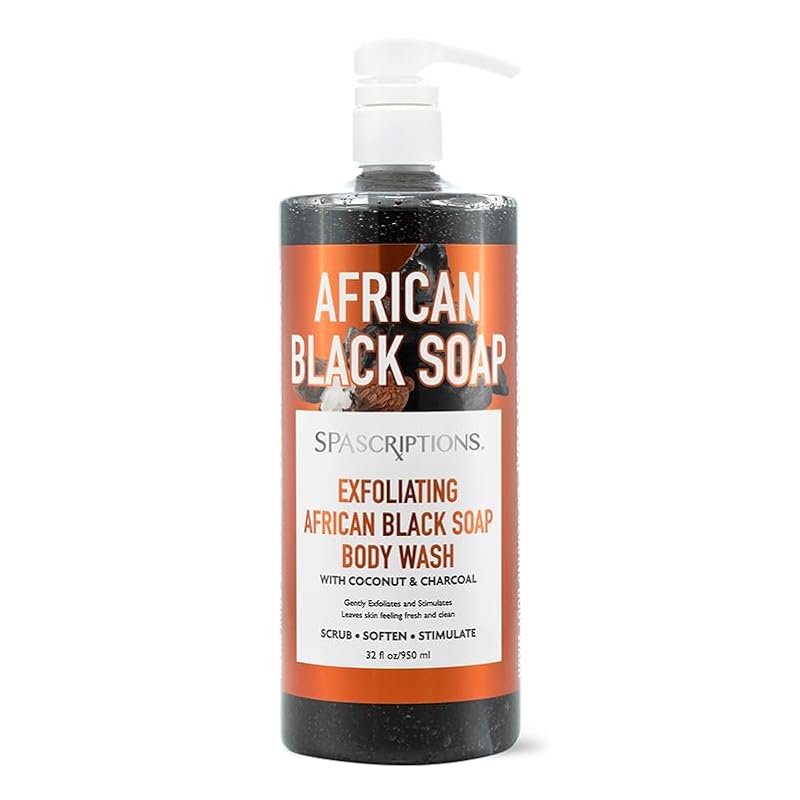 SpaScriptions African Black Soap Exfoliating Body Wash - 32 oz