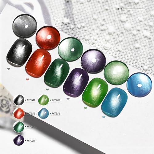 OpenLive Cat Eye Nail Polish Set - 6 Colors with Magnet Stick