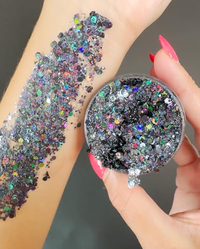 Black Holographic Body Glitter Gel - Water Based & Vegan