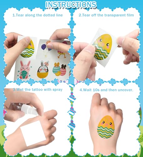 Easter Temporary Tattoos - 120 Pieces Bunny & Egg Designs