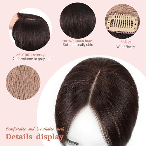 Matriarchs 360° Human Hair Topper 12" Curtain Bangs Clip-In