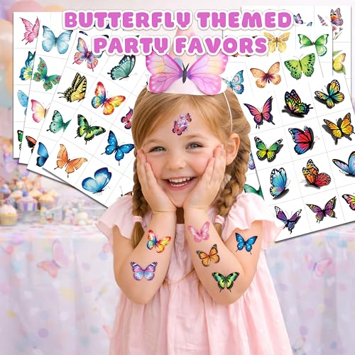 96 PCS Butterfly Flower Temporary Tattoos for Kids