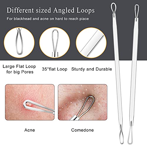 Blackhead Remover Tool Kit - 6 Pcs Pimple Popper with Stainless Steel Case