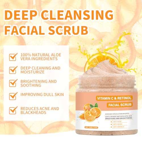 Vitamin C Face Scrub with Retinol & Exfoliating Beads