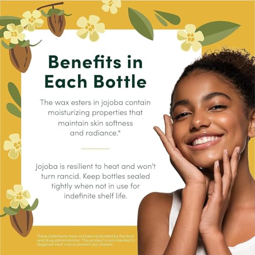HobaCare Natural Jojoba Oil Bulk - 100% Pure Unrefined Carrier Oil for Skincare, Hair, Face, Beard, Scalp Massage, Bath - Hexane-Free, Long Shelf Life (64 oz Half Gallon)
