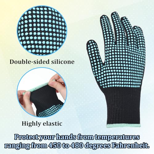 Heat-Resistant Gloves for Hair Styling & Sublimation - Combed Cotton, Silicone Dots, 2 Pack
