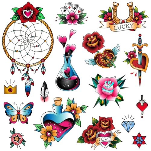 Sailor Jerry Temporary Tattoos - 2 Sheet Set with 16 Designs