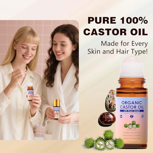 Organic Castor Oil with Rose Quartz Roller - 2 Pack