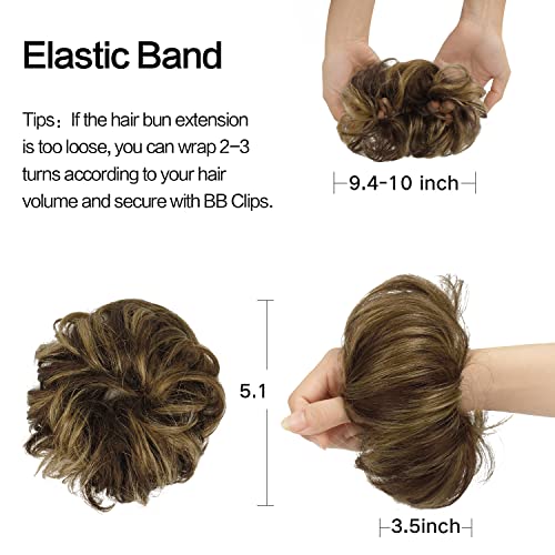100% Human Hair Messy Bun Extension - Wavy Ponytail Updo Hairpiece
