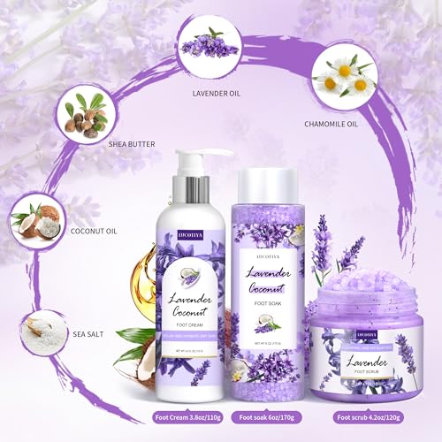 Lavender Foot Soak Set - 4-in-1 Pedicure Kit with Salts, File & Urea Cream