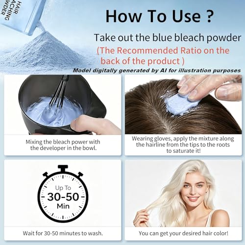 JUANCHI Professional Hair Bleach Powder - Lightens Up to 8 Levels (45g)