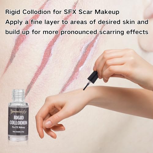 Fake Scar Bruise Makeup Kit,6 Color Bruise Wheel Body Paint and Rigid Collodion with Brush, Halloween Special Effects Makeup Kit with 2 White Sponges,Hunting Camo Face Paint