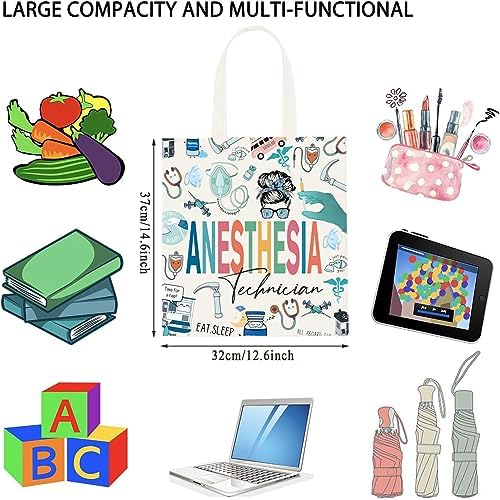 WCGXKO Anesthesia Technician Gift CRNA Anesthesia Tech Week Gift Canvas Tote Bag