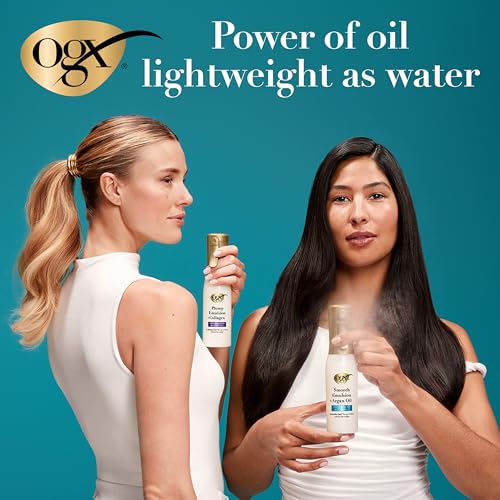 OGX Plump Emulsion + Collagen Conditioning Hair Mist, Volumizing Hair Spray with Marula Oil for 3x Plumper Hair* for up to 72 Hours Without the Weight, 450¡ÆF Heat Protection, 6.5 fl. oz
