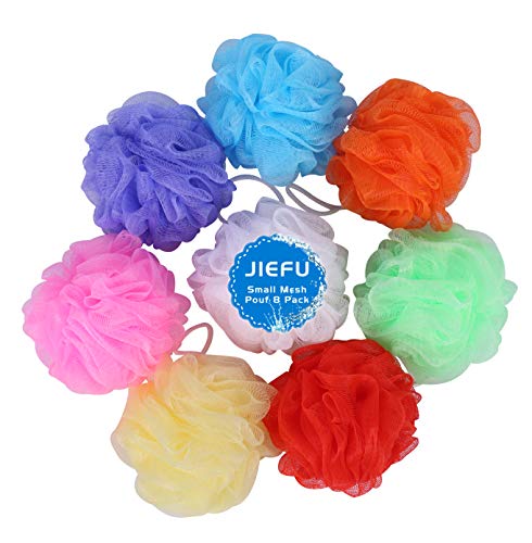 Bath Sponges 8-Pack Colorful Mesh Pouf Exfoliating Scrubber