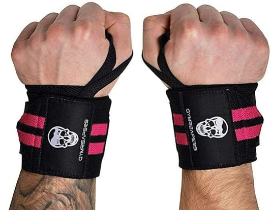 Gymreapers Weightlifting Wrist Wraps (Competition Grade) 18" Professional Quality Wrist Support with Heavy Duty Thumb Loop - Best Wrap for Powerlifting, Strength Training, Bodybuilding(Pink,18")