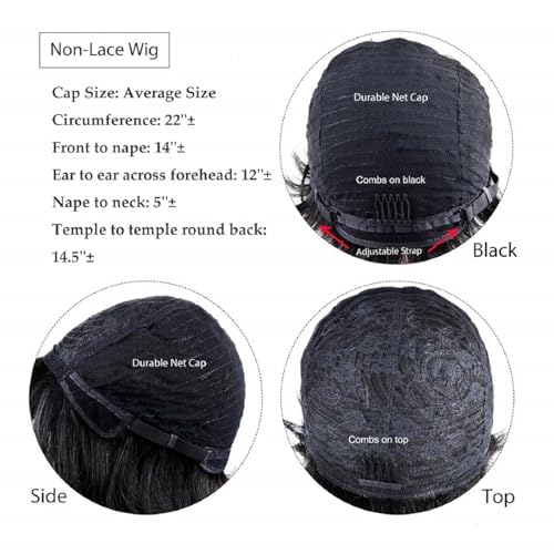 Pixie Cut Wig Human Hair Glueless With Bangs Natural Black