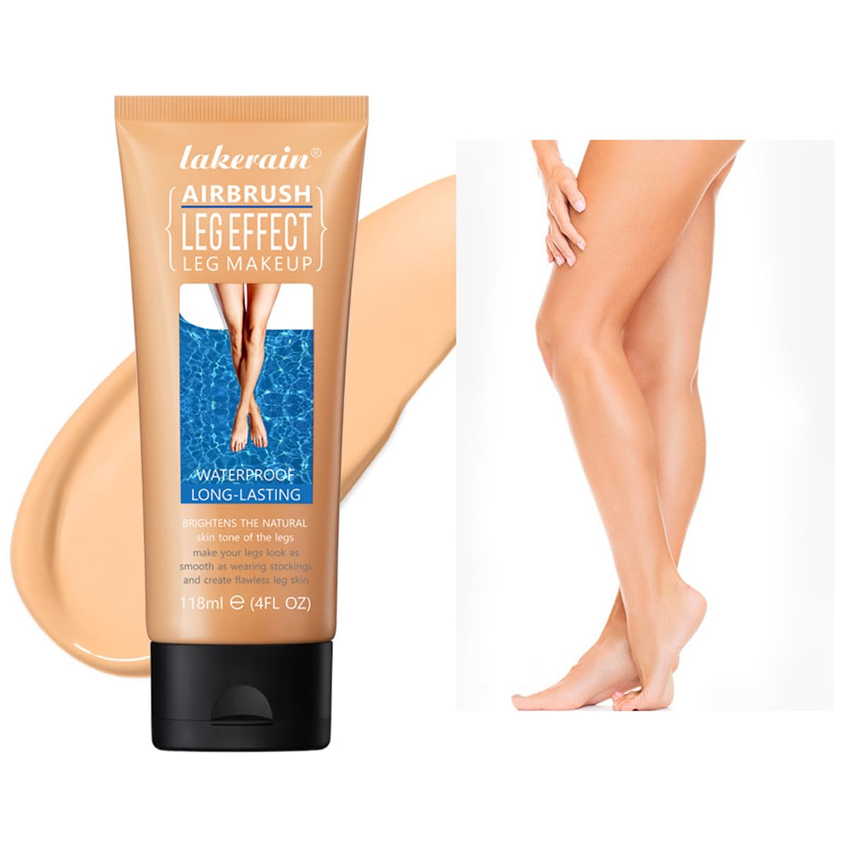 Leg Makeup Waterproof No Transfer,Lightweight Moisturizing Glow Cover Cream, Leg and Body Scar Cover up Makeup for Tattoo Cover Up 118Ml / 4 Fl Oz - (SZ01943) MEDIUM GLOW