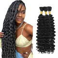 12-Inch Deep Wave Bulk Human Hair Extensions - #1B Natural Black, 3 Bundles