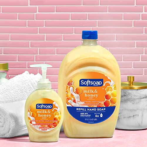 Softsoap Milk & Honey Scented, Liquid Hand Soap Refill, 50 Ounce & Moisturizing Liquid Hand Soap, Milk and Honey, 7.5 Fluid Ounce, Pack of 6 (Package may vary)