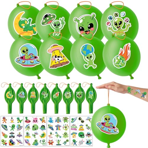 Alien Party Favors Set - 48 Tattoos & 24 Punch Balloons