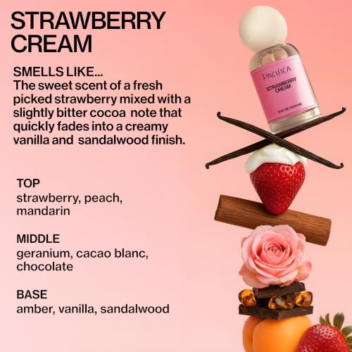 Pacifica Strawberry Cream Eau de Parfum - Long Lasting Fruity Floral Perfume, 1 fl oz