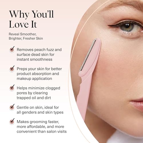 Kitsch Dermaplane Facial Razors - Exfoliating Face Shaver, 12 Pack (Blush)