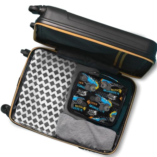 Hanging Travel Toiletry Bag for Kids, Women Cosmetic Organizer Makeup Bag Pouch Men Shaving Dopp Kit Shower Bag With Sturdy Hook(Off-Road Truck)