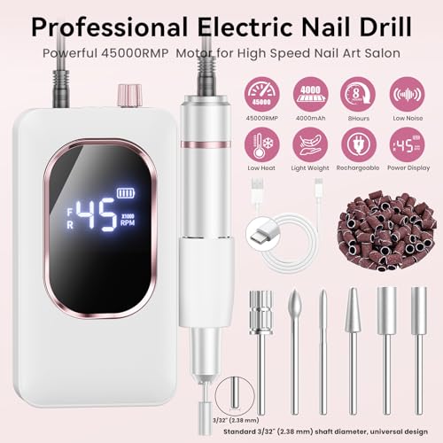 Professional Electric Nail Drill 45000RPM with LCD Display