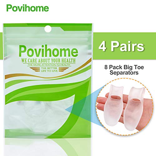 Povihome 8 Pack Bunion Cushions & Gel Toe Separators, 1/2" Thick, Clear