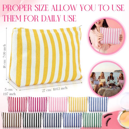 Abbylike 10-Pack Striped Makeup Bags - Compact Travel Pouches